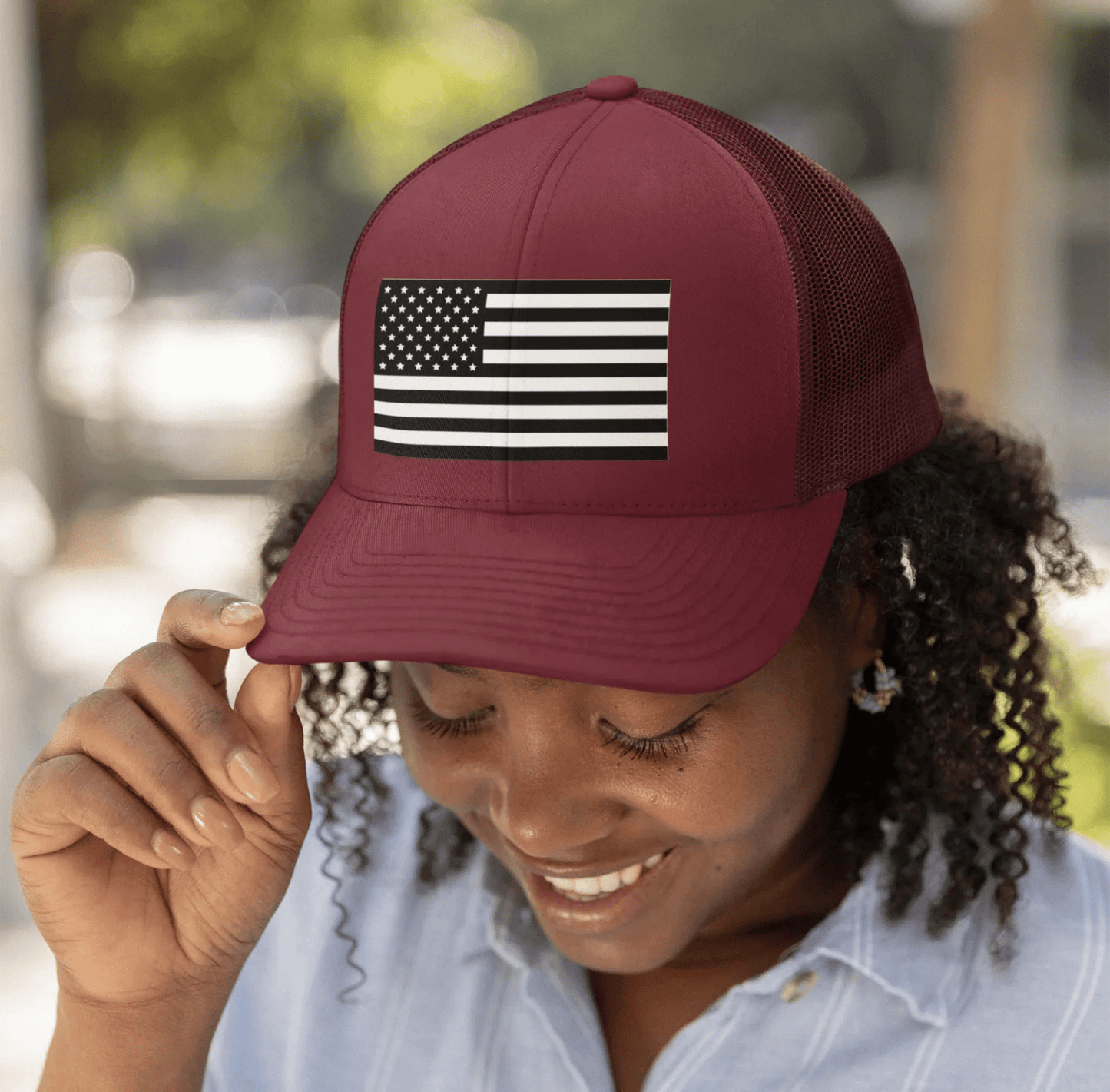 Patriotic Snapback Trucker Cap - American Flag Design - SKULLFURY MERCH