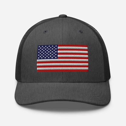Patriotic Snapback Trucker Cap - USA Flag Design - SKULLFURY MERCH