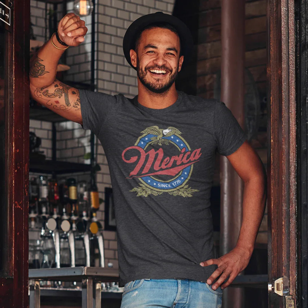 Patriotic Unisex Tee - 'Merica' Short Sleeve Shirt, 4th of July, BBQ, Casual Wear, Gift for Him/Her, USA Pride Apparel - SKULLFURY MERCH