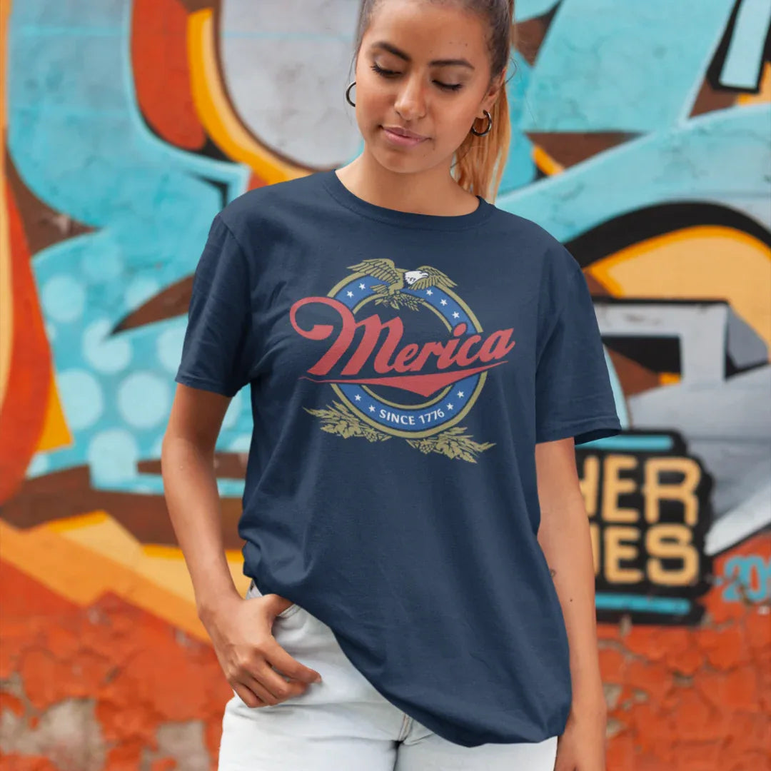 Patriotic Unisex Tee - 'Merica' Short Sleeve Shirt, 4th of July, BBQ, Casual Wear, Gift for Him/Her, USA Pride Apparel - SKULLFURY MERCH