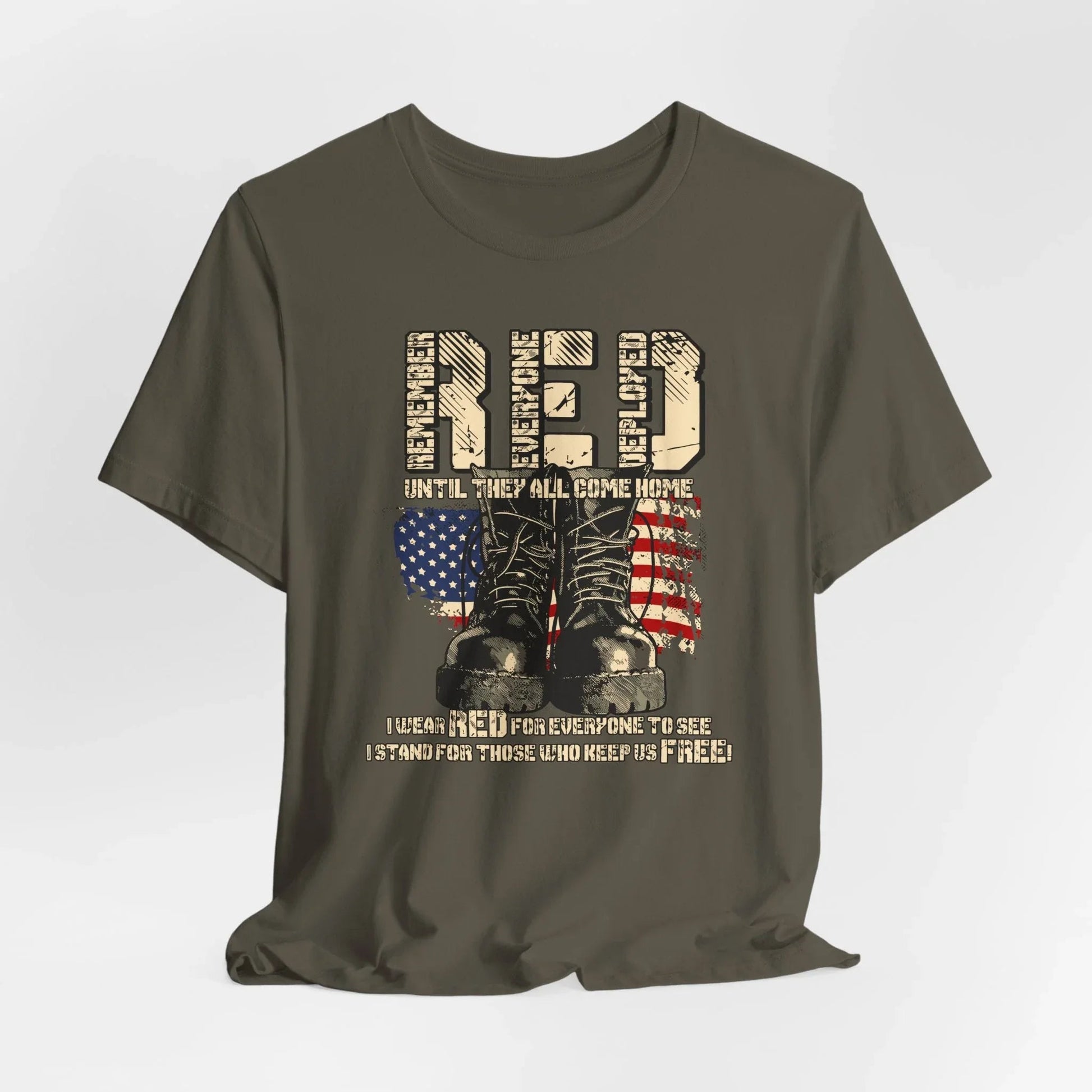 RED Remember Everyone Deployed Unisex Tee, Patriotic Military Support Shirt, Wear RED Friday until Everyone Comes Home, Veteran Apparel - SKULLFURY MERCH