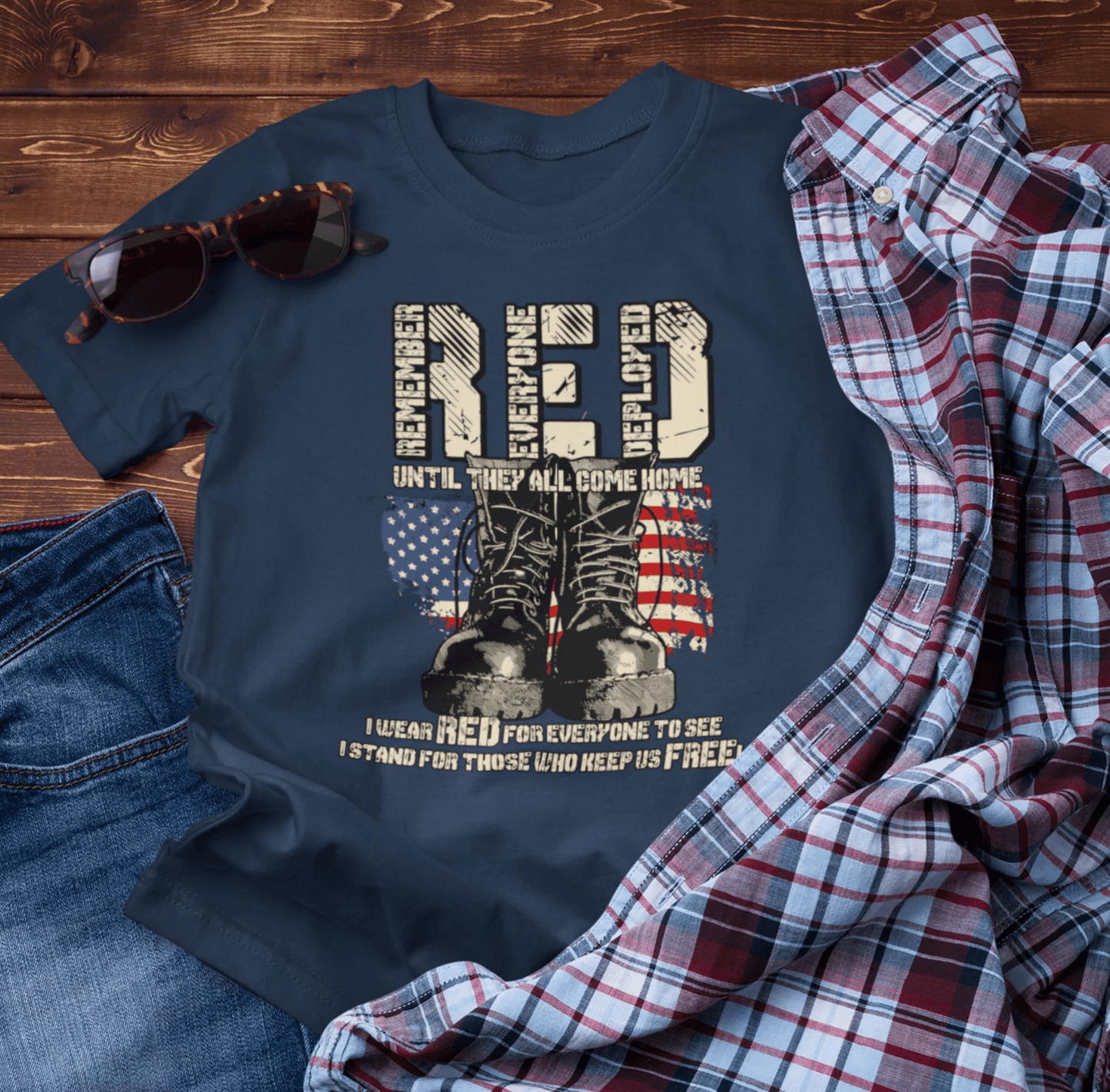 RED Remember Everyone Deployed Unisex Tee, Patriotic Military Support Shirt, Wear RED Friday until Everyone Comes Home, Veteran Apparel - SKULLFURY MERCH