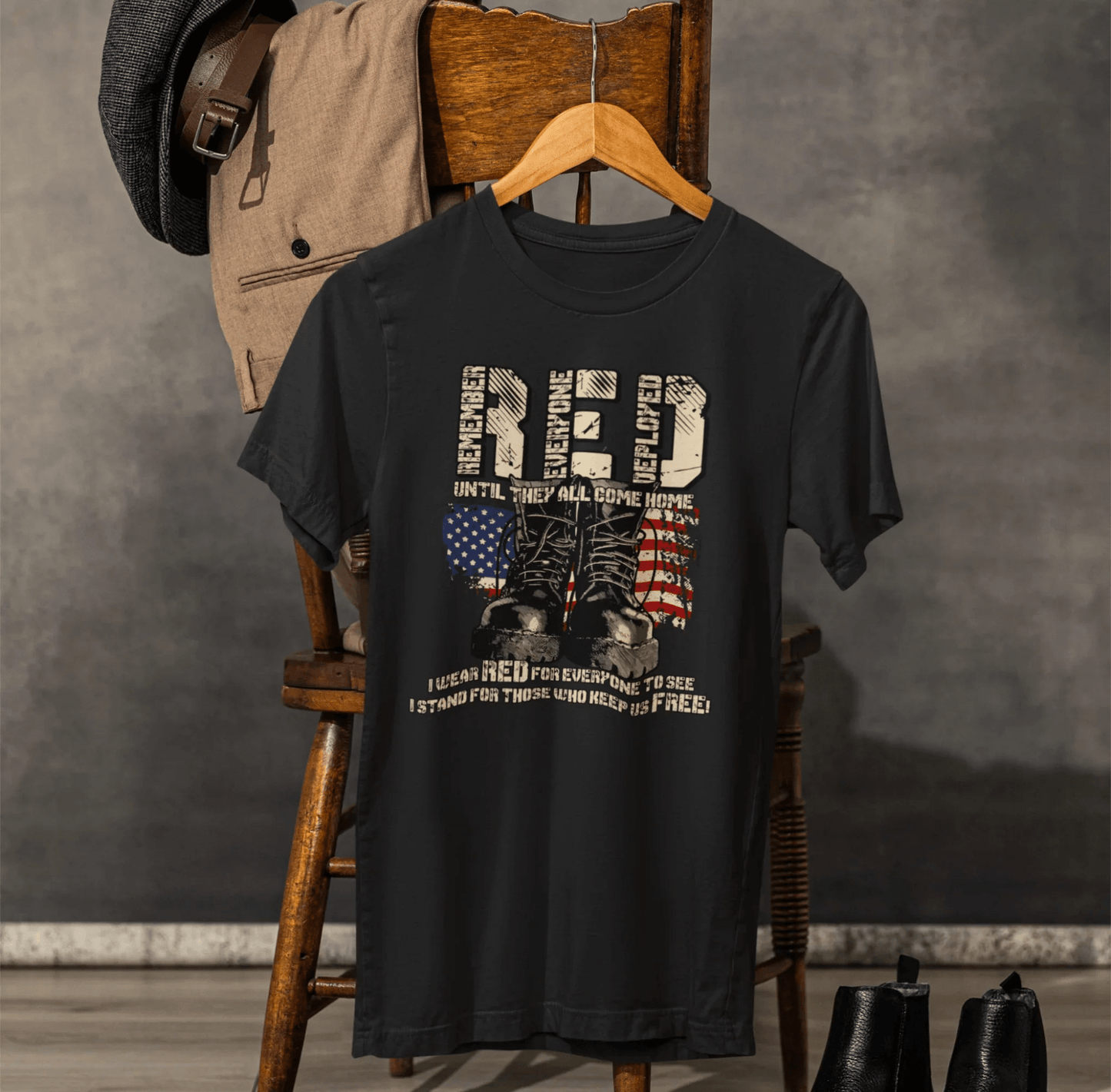 RED Remember Everyone Deployed Unisex Tee, Patriotic Military Support Shirt, Wear RED Friday until Everyone Comes Home, Veteran Apparel - SKULLFURY MERCH