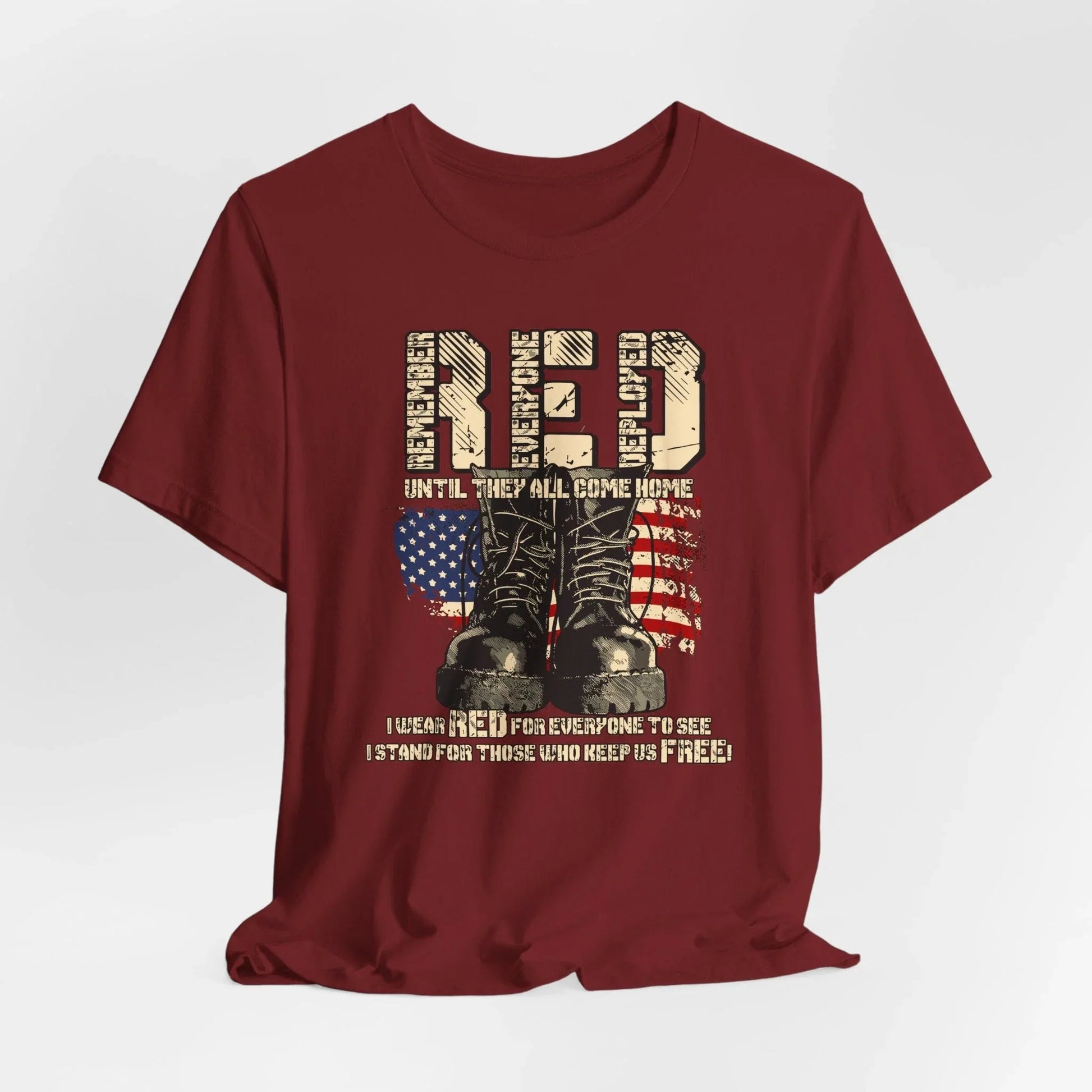 RED Remember Everyone Deployed Unisex Tee, Patriotic Military Support Shirt, Wear RED Friday until Everyone Comes Home, Veteran Apparel - SKULLFURY MERCH