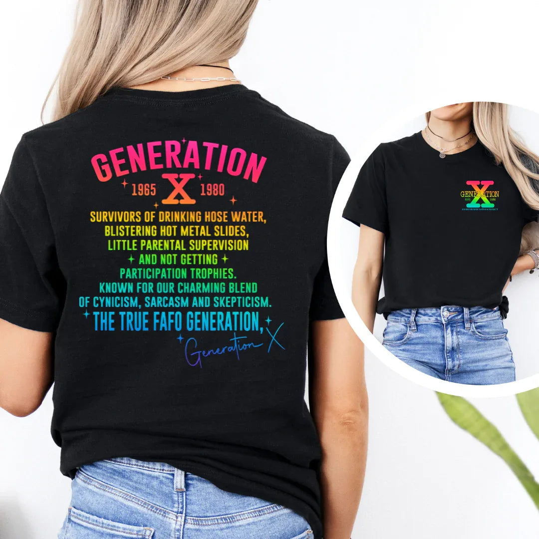 Retro Gen X T-Shirt, Vintage Style Tee, Unisex Graphic Tee, Nostalgic 80s Shirt, Perfect for Gen X Fans, Gift for Retro Lovers - SKULLFURY MERCH