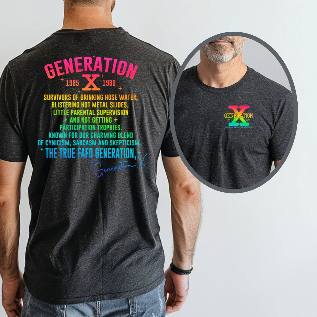 Retro Gen X T-Shirt, Vintage Style Tee, Unisex Graphic Tee, Nostalgic 80s Shirt, Perfect for Gen X Fans, Gift for Retro Lovers - SKULLFURY MERCH