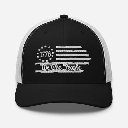 USA 1776 Trucker Hat – We The People, Patriotic 1776 Mesh Trucker Cap