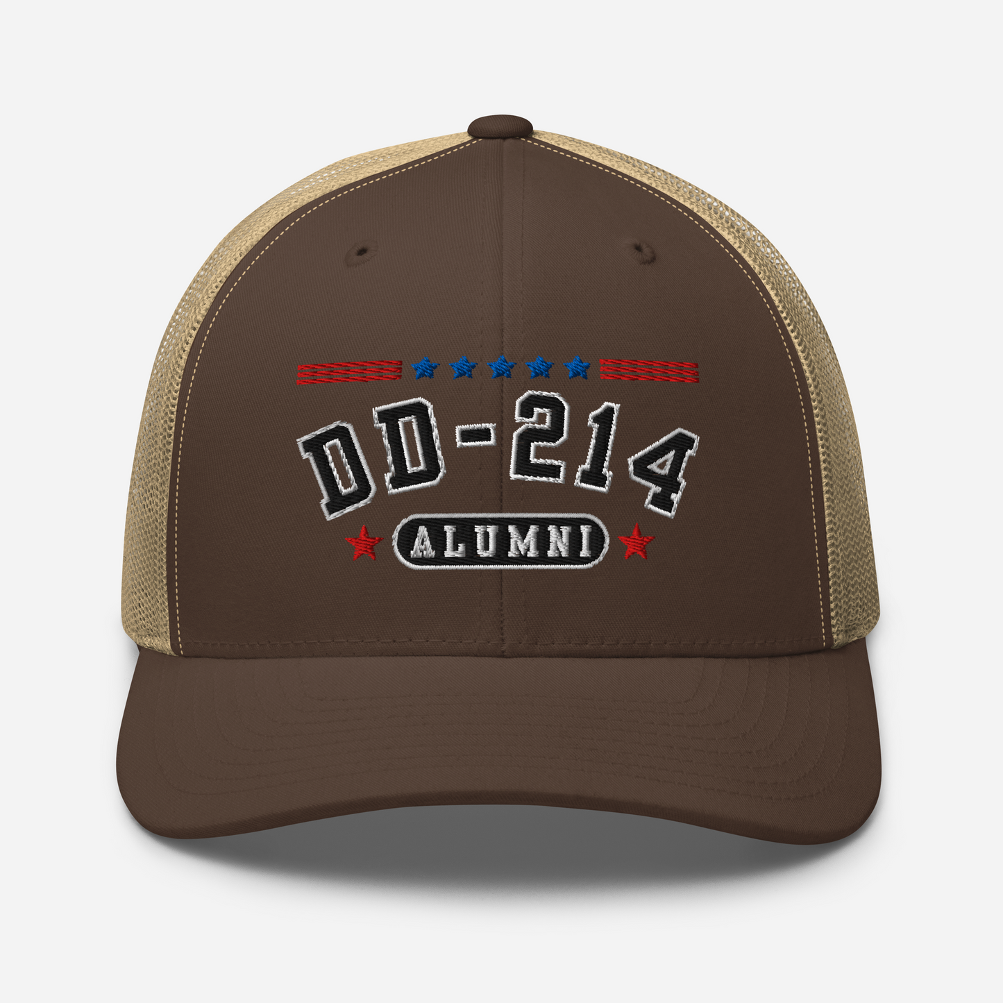 DD-214 Alumni Snapback Trucker Cap - Black Embroidery, Celebrate Your Military Journey!
