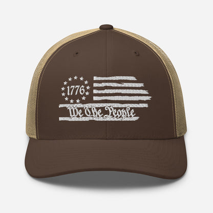USA 1776 Trucker Hat – We The People, Patriotic 1776 Mesh Trucker Cap