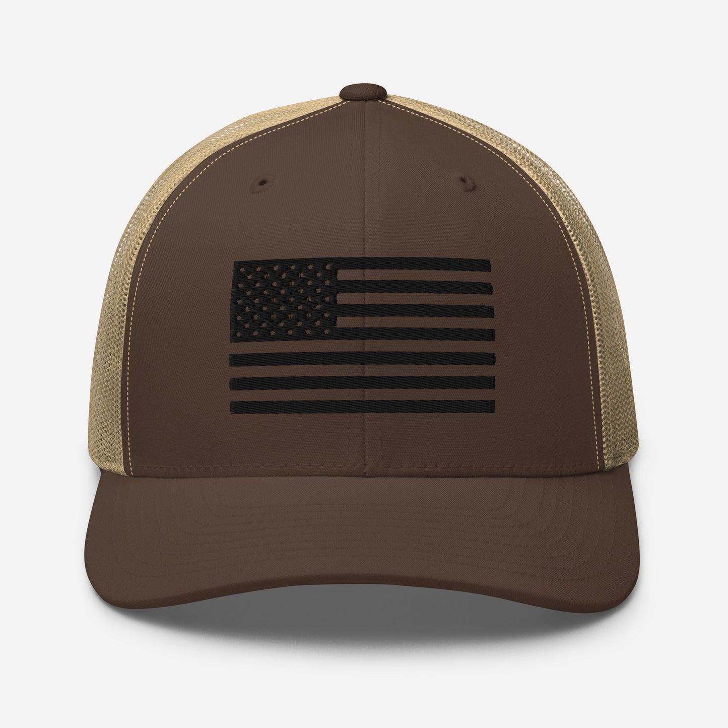 Black & White American Flag Patriotic Snapback Trucker Cap