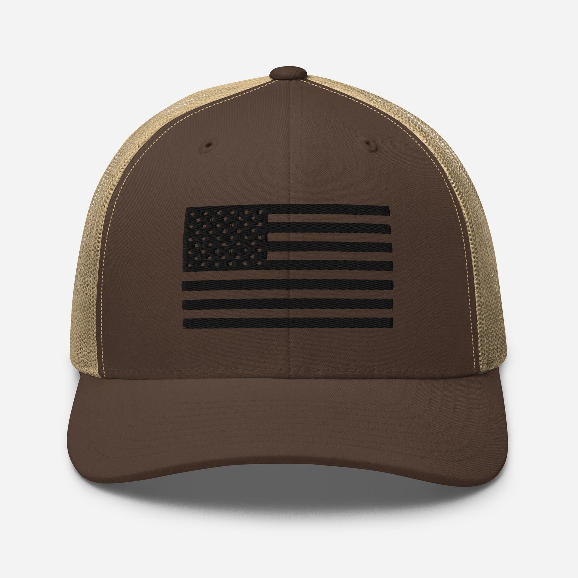 Black & White American Flag Patriotic Snapback Trucker Cap