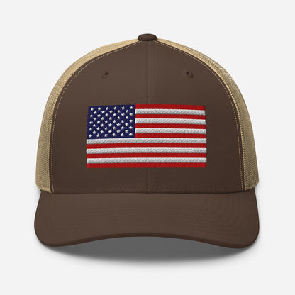 Patriotic Snapback Trucker Cap - USA Flag Design
