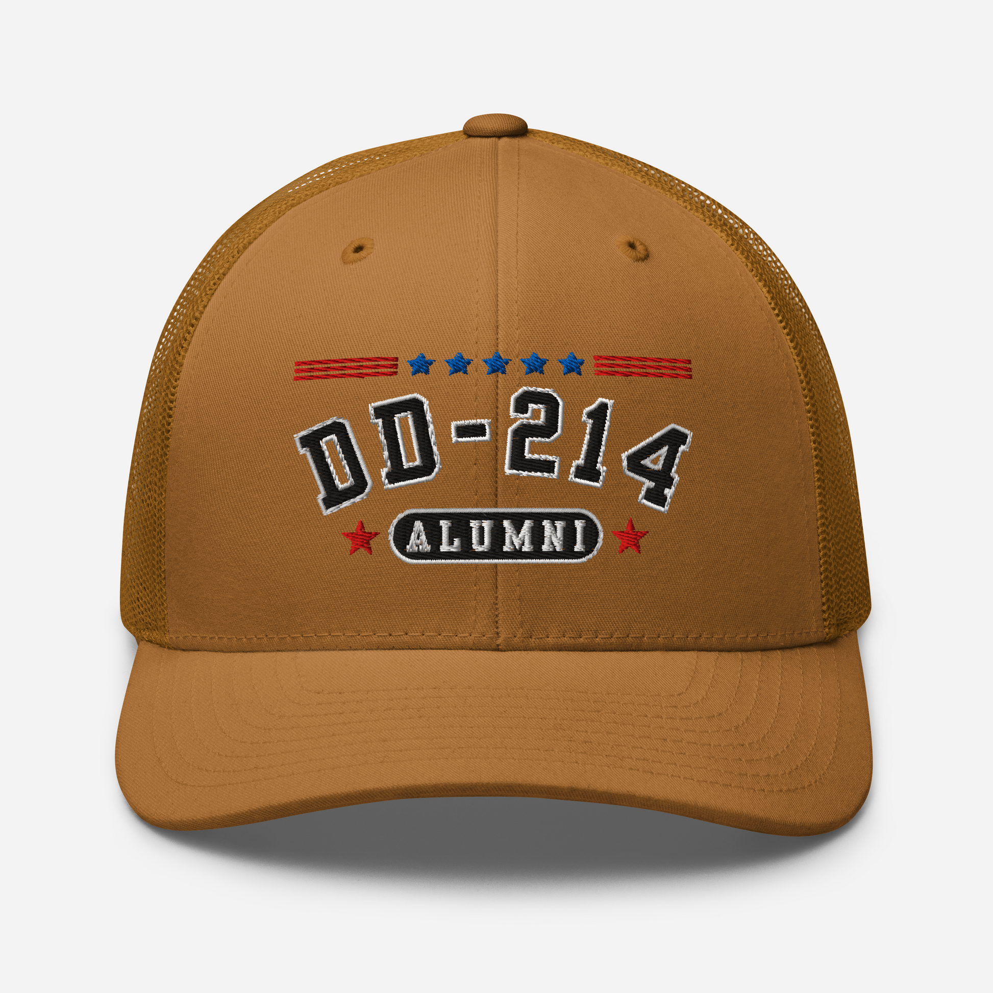 DD-214 Alumni Snapback Trucker Cap - Black Embroidery, Celebrate Your Military Journey!