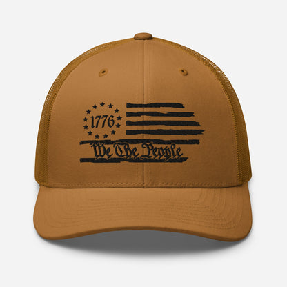 We The People 1776 Trucker Hat USA, American Flag Snapback Trucker Cap