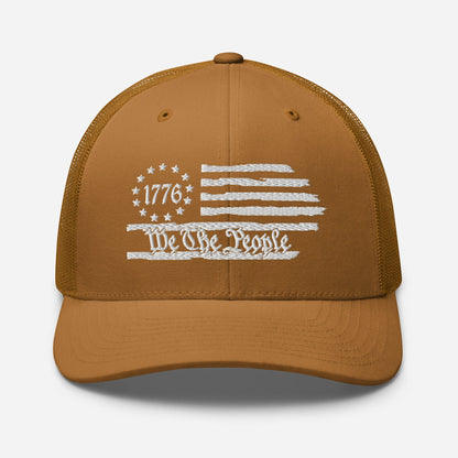 USA 1776 Trucker Hat – We The People, Patriotic 1776 Mesh Trucker Cap