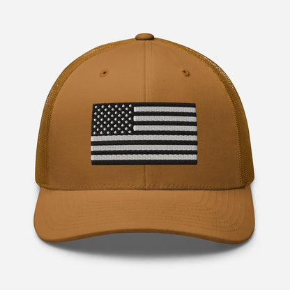 Patriotic Snapback Trucker Cap - American Flag Design
