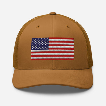 Patriotic Snapback Trucker Cap - USA Flag Design