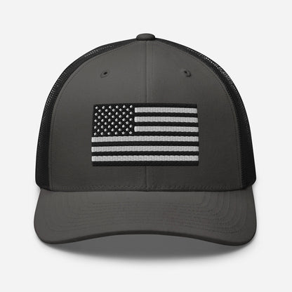 Patriotic Snapback Trucker Cap - American Flag Design