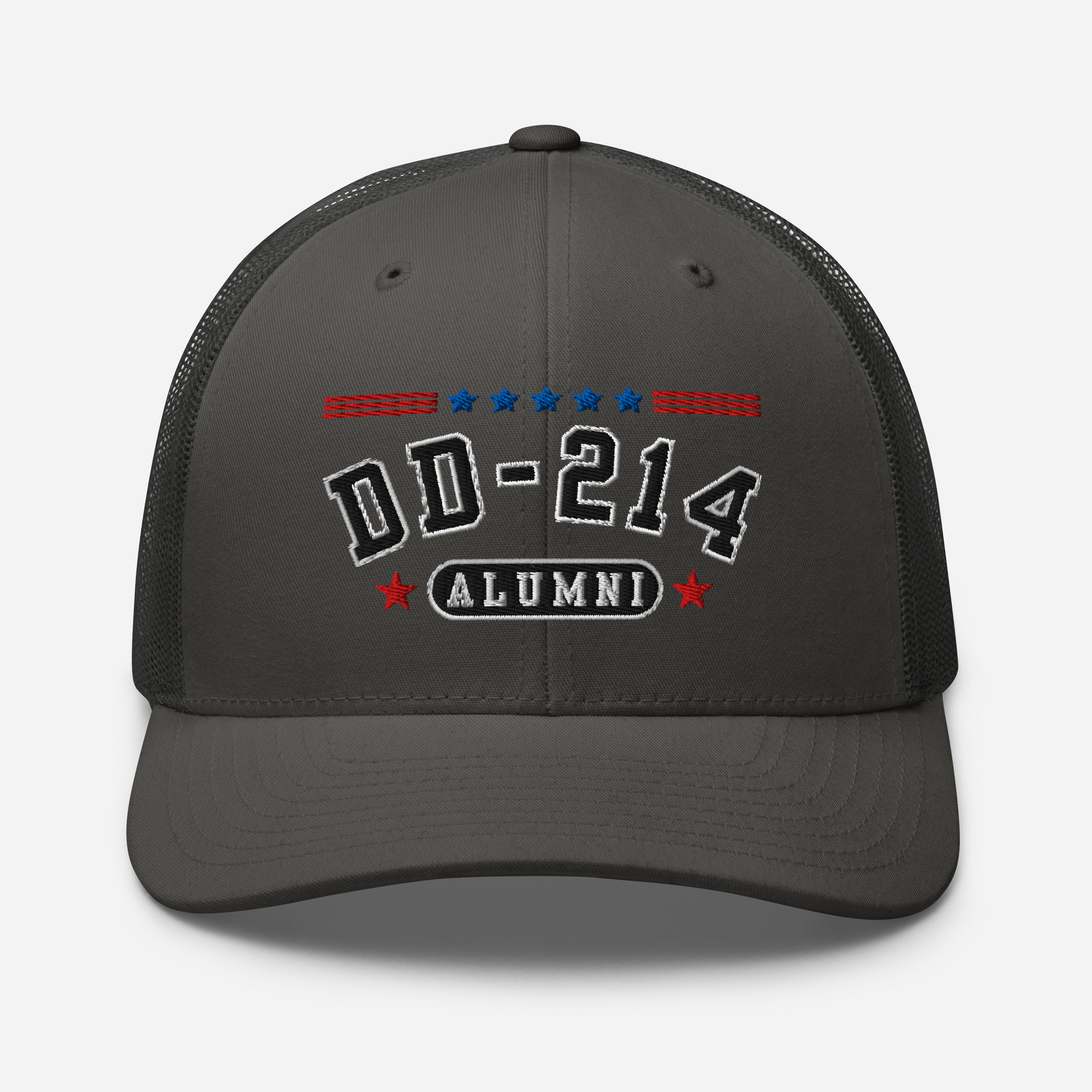DD-214 Alumni Snapback Trucker Cap - Black Embroidery, Celebrate Your Military Journey!