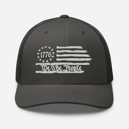 USA 1776 Trucker Hat – We The People, Patriotic 1776 Mesh Trucker Cap