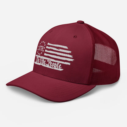 USA 1776 Trucker Hat – We The People, Patriotic 1776 Mesh Trucker Cap