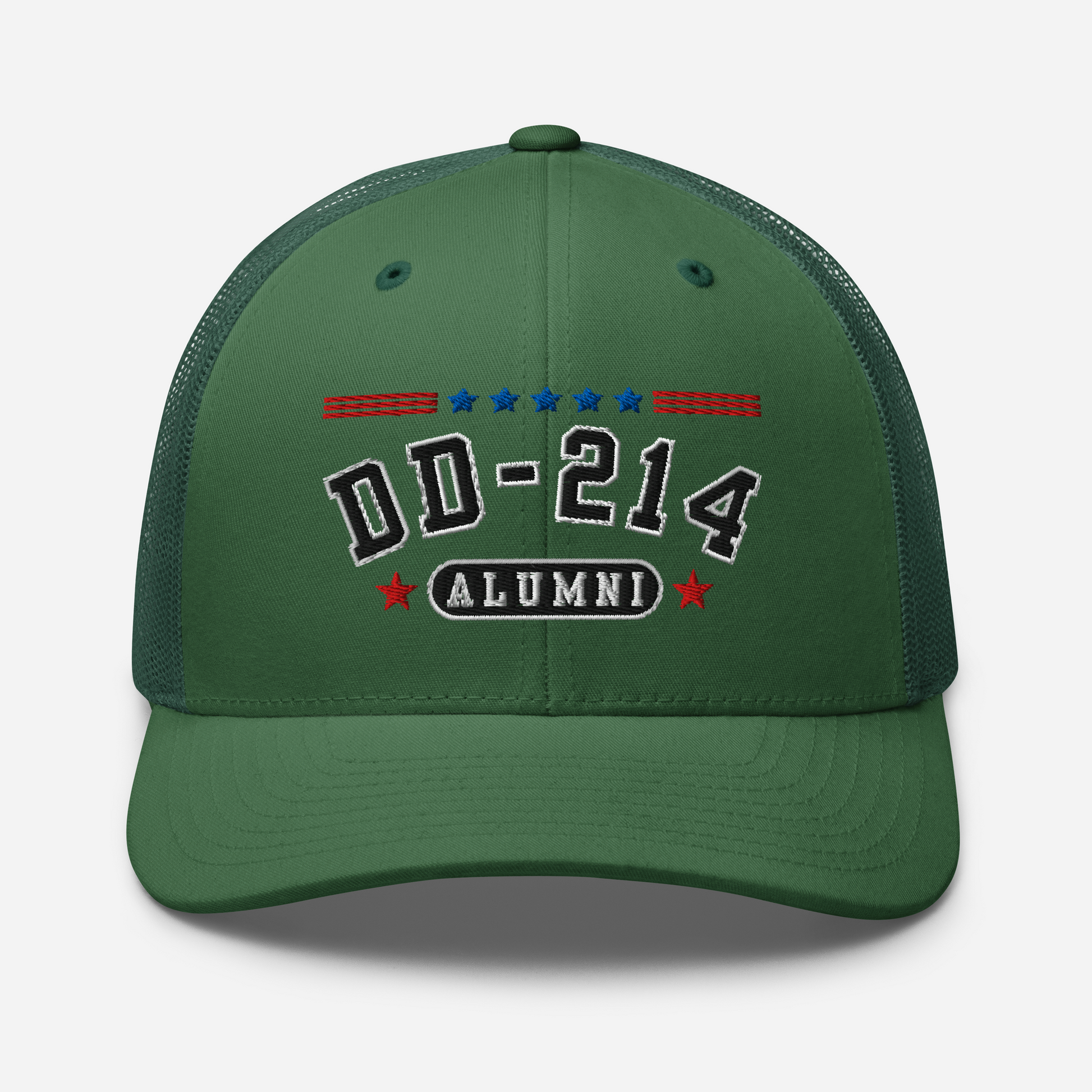 DD-214 Alumni Snapback Trucker Cap - Black Embroidery, Celebrate Your Military Journey!