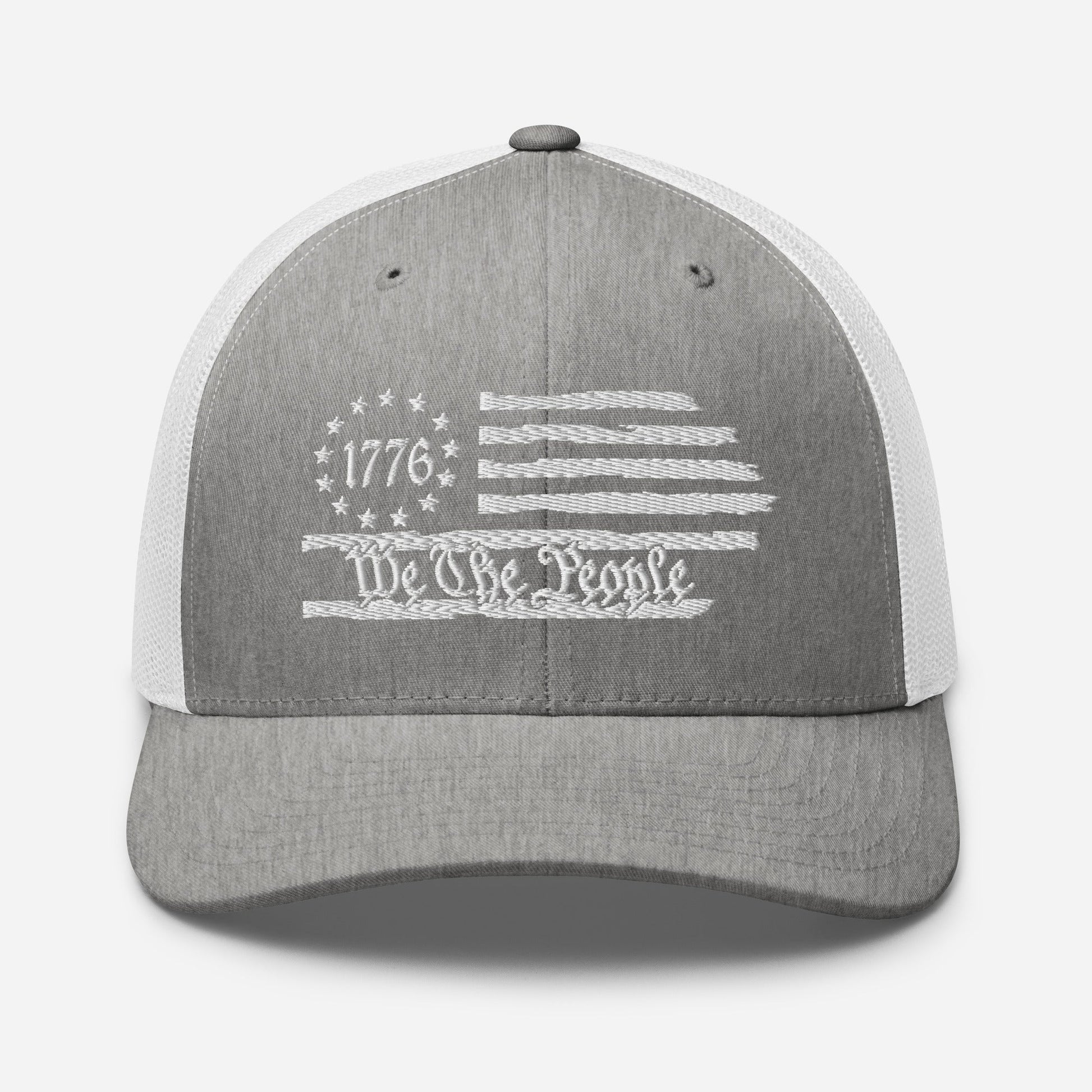 USA 1776 Trucker Hat – We The People, Patriotic 1776 Mesh Trucker Cap