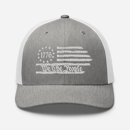 USA 1776 Trucker Hat – We The People, Patriotic 1776 Mesh Trucker Cap