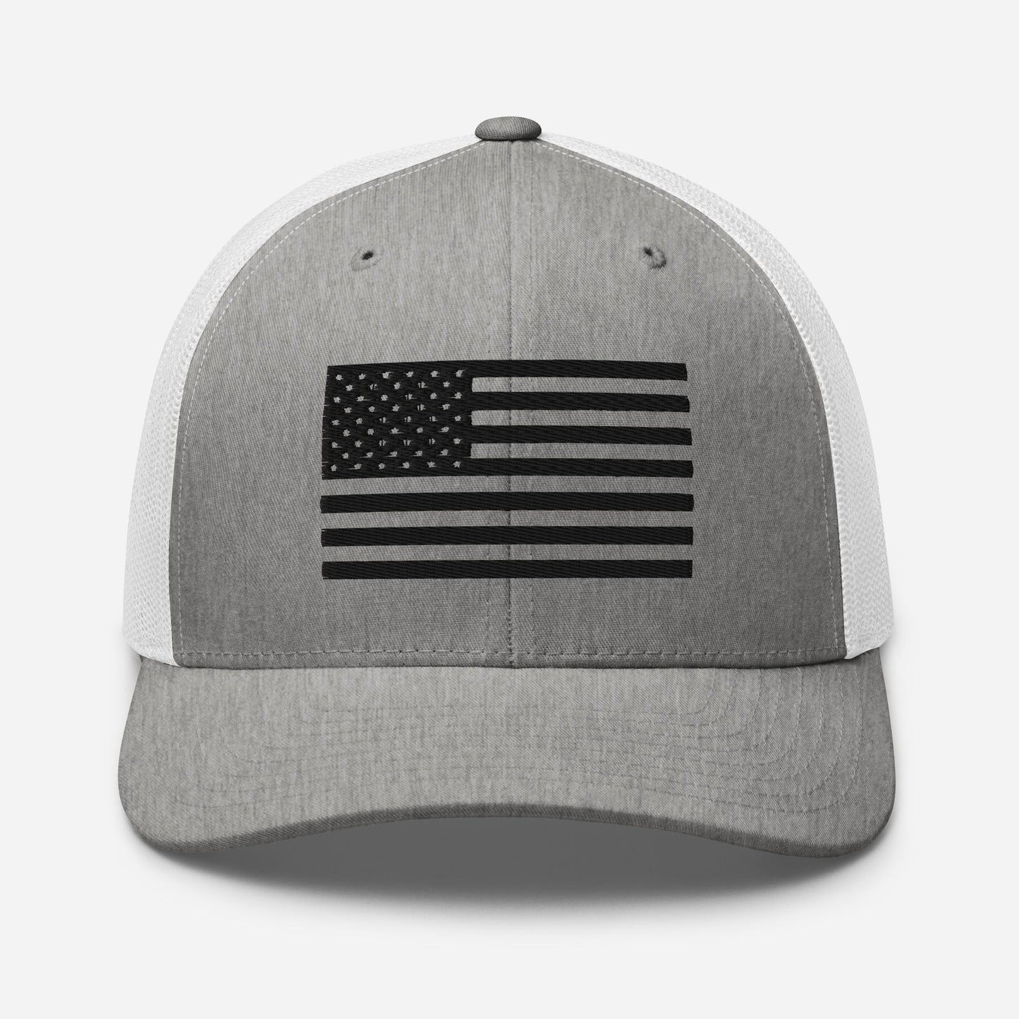 Black & White American Flag Patriotic Snapback Trucker Cap