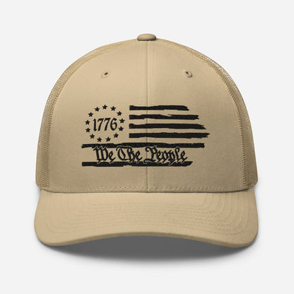 We The People 1776 Trucker Hat USA, American Flag Snapback Trucker Cap