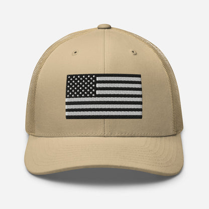 Patriotic Snapback Trucker Cap - American Flag Design