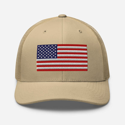 Patriotic Snapback Trucker Cap - USA Flag Design