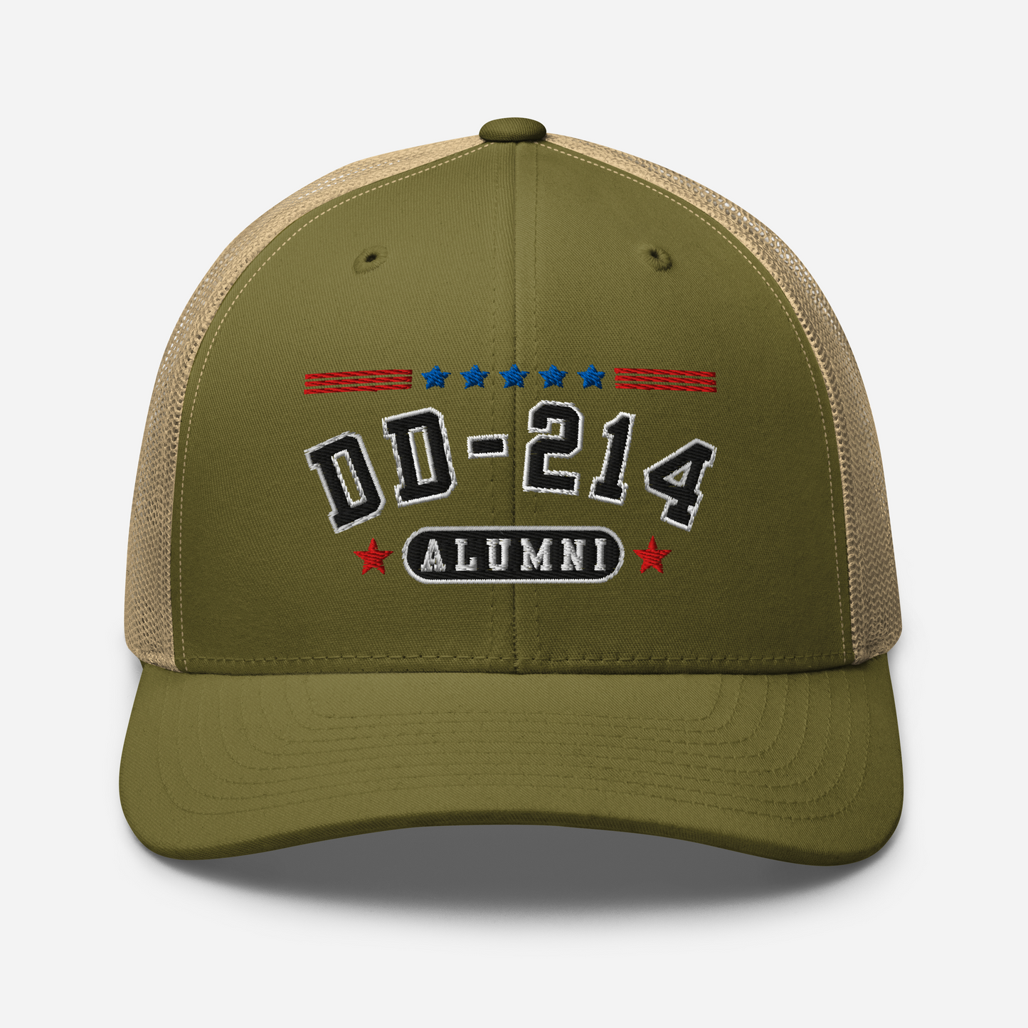 DD-214 Alumni Snapback Trucker Cap - Black Embroidery, Celebrate Your Military Journey!