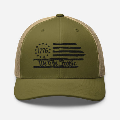We The People 1776 Trucker Hat USA, American Flag Snapback Trucker Cap