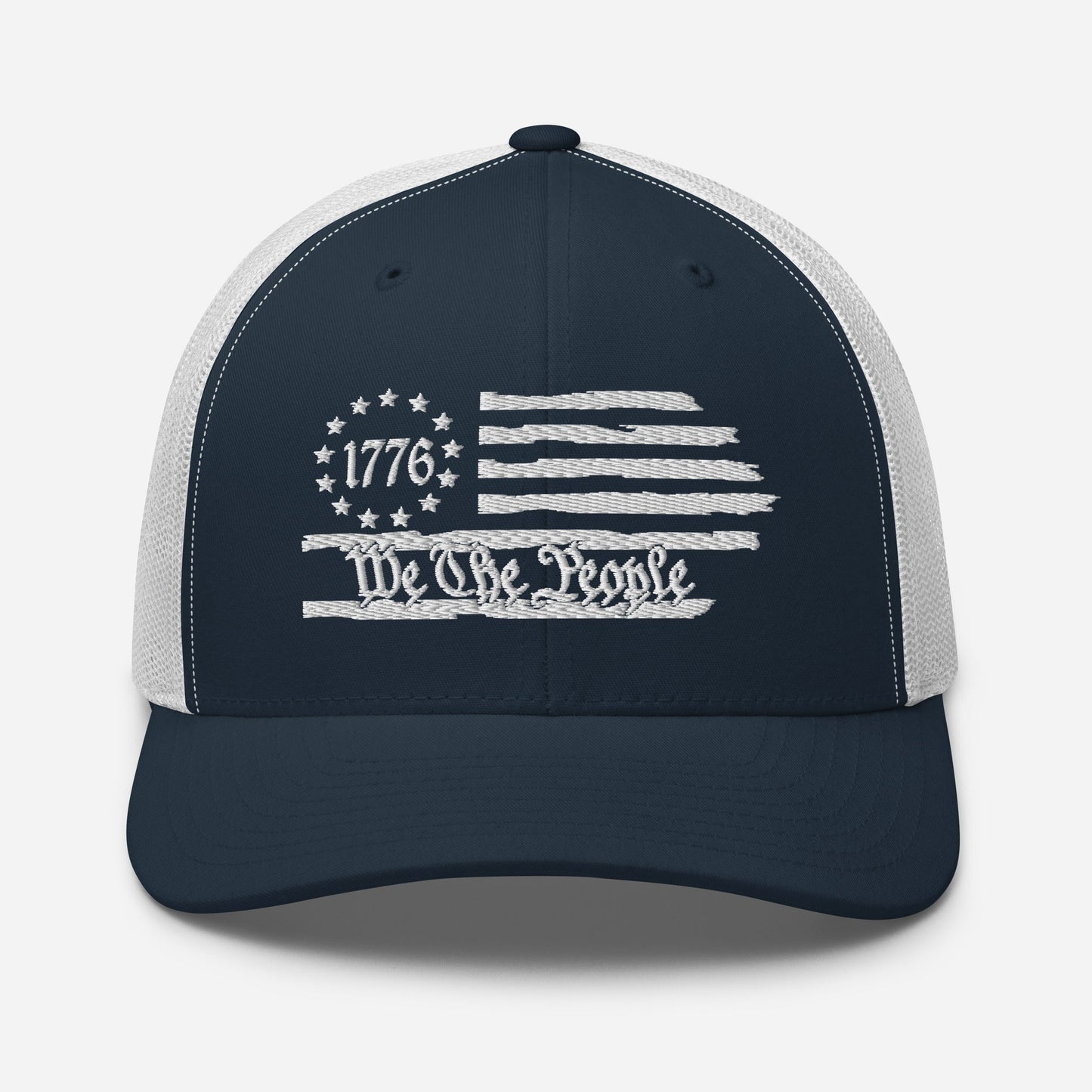 USA 1776 Trucker Hat – We The People, Patriotic 1776 Mesh Trucker Cap