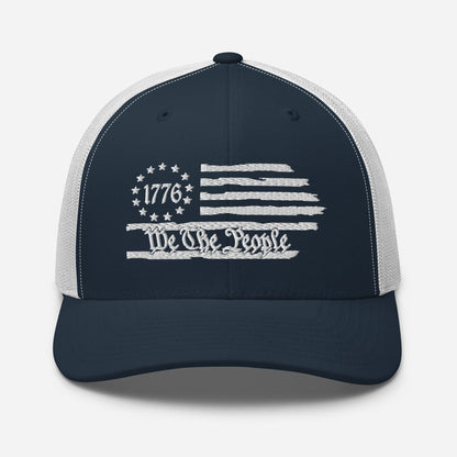 USA 1776 Trucker Hat – We The People, Patriotic 1776 Mesh Trucker Cap