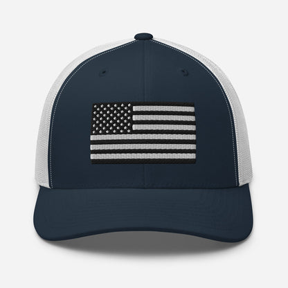 Patriotic Snapback Trucker Cap - American Flag Design