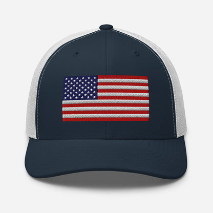 Patriotic Snapback Trucker Cap - USA Flag Design
