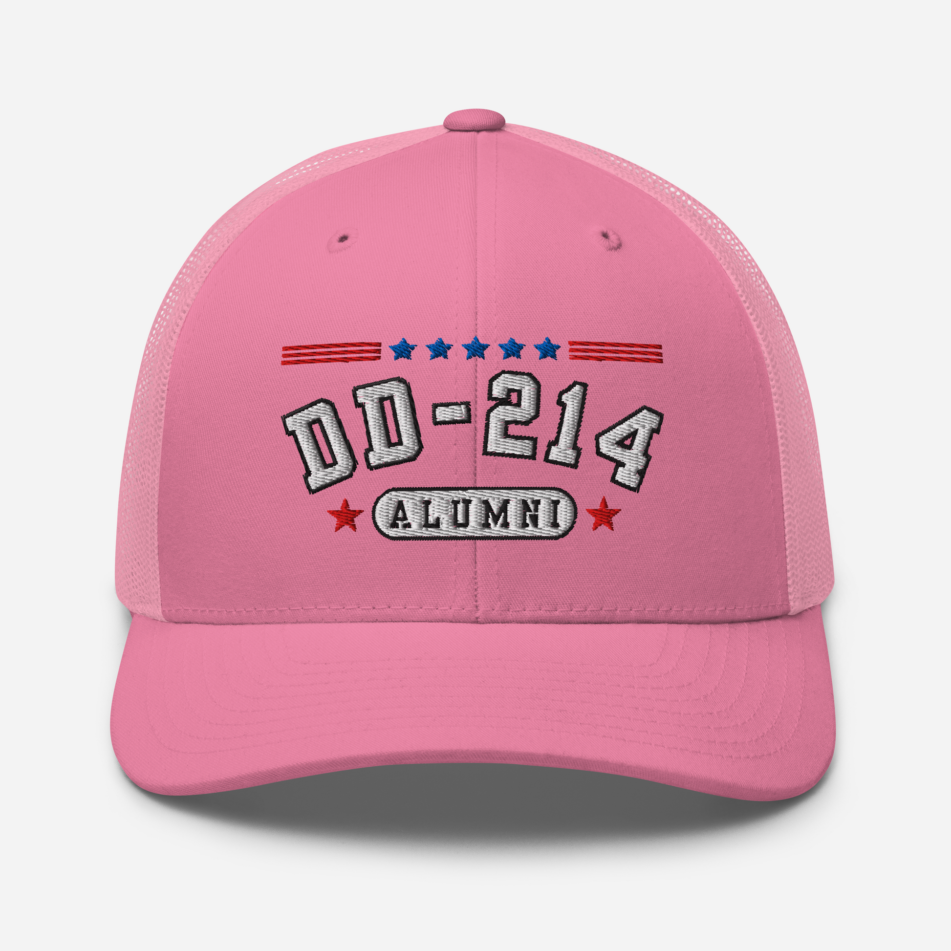 DD-214 Alumni Snapback Trucker Cap - White Embroidery, Celebrate Your Military Journey!