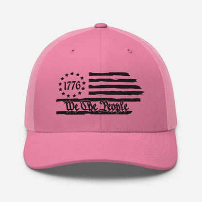 We The People 1776 Trucker Hat USA, American Flag Snapback Trucker Cap