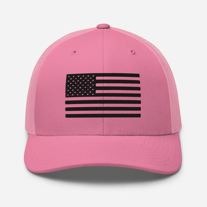 Black & White American Flag Patriotic Snapback Trucker Cap