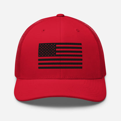 Black & White American Flag Patriotic Snapback Trucker Cap