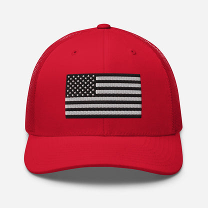 Patriotic Snapback Trucker Cap - American Flag Design