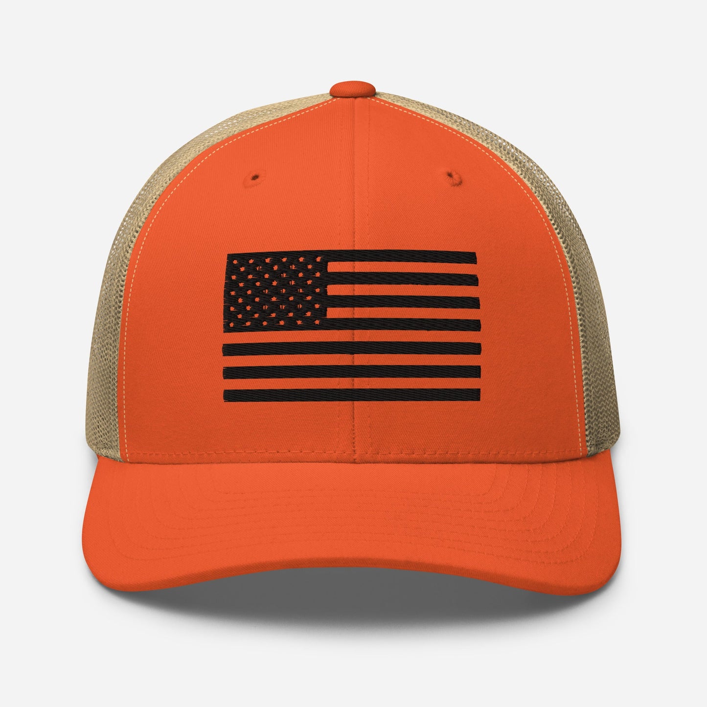 Black & White American Flag Patriotic Snapback Trucker Cap