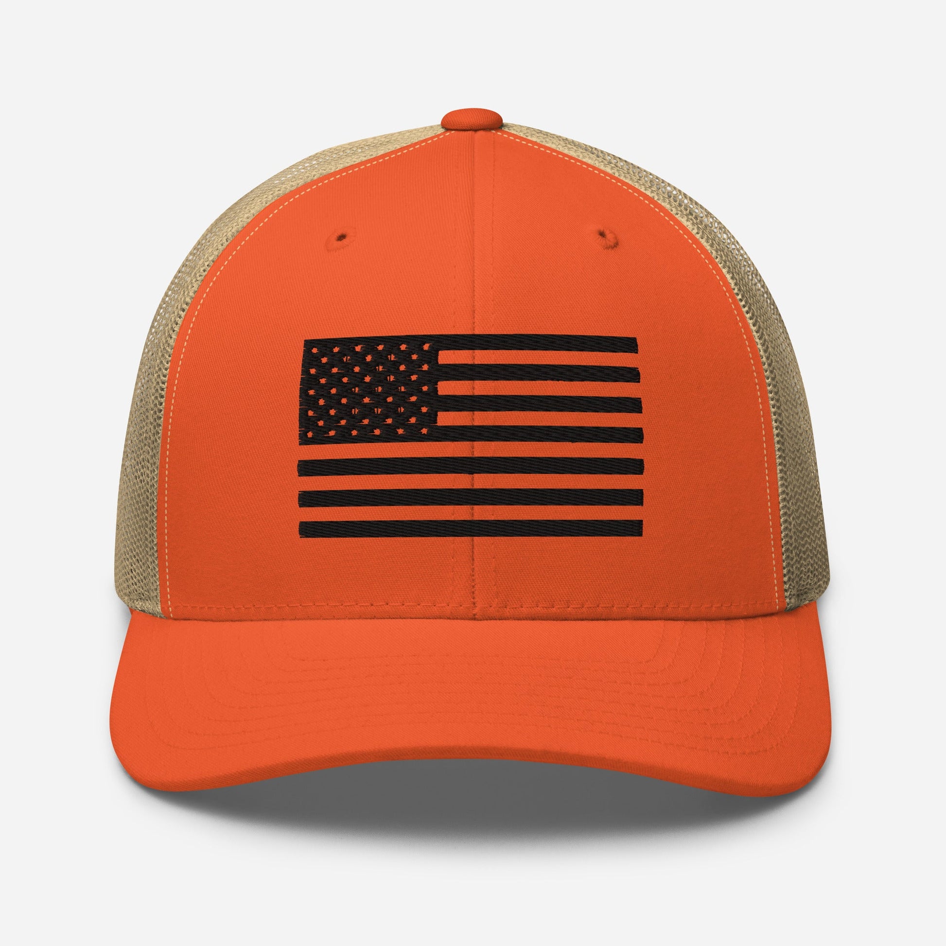 Black & White American Flag Patriotic Snapback Trucker Cap