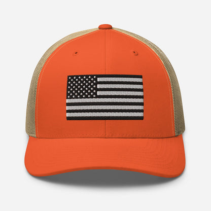 Patriotic Snapback Trucker Cap - American Flag Design