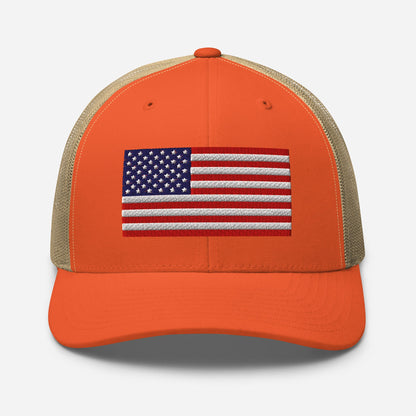 Patriotic Snapback Trucker Cap - USA Flag Design