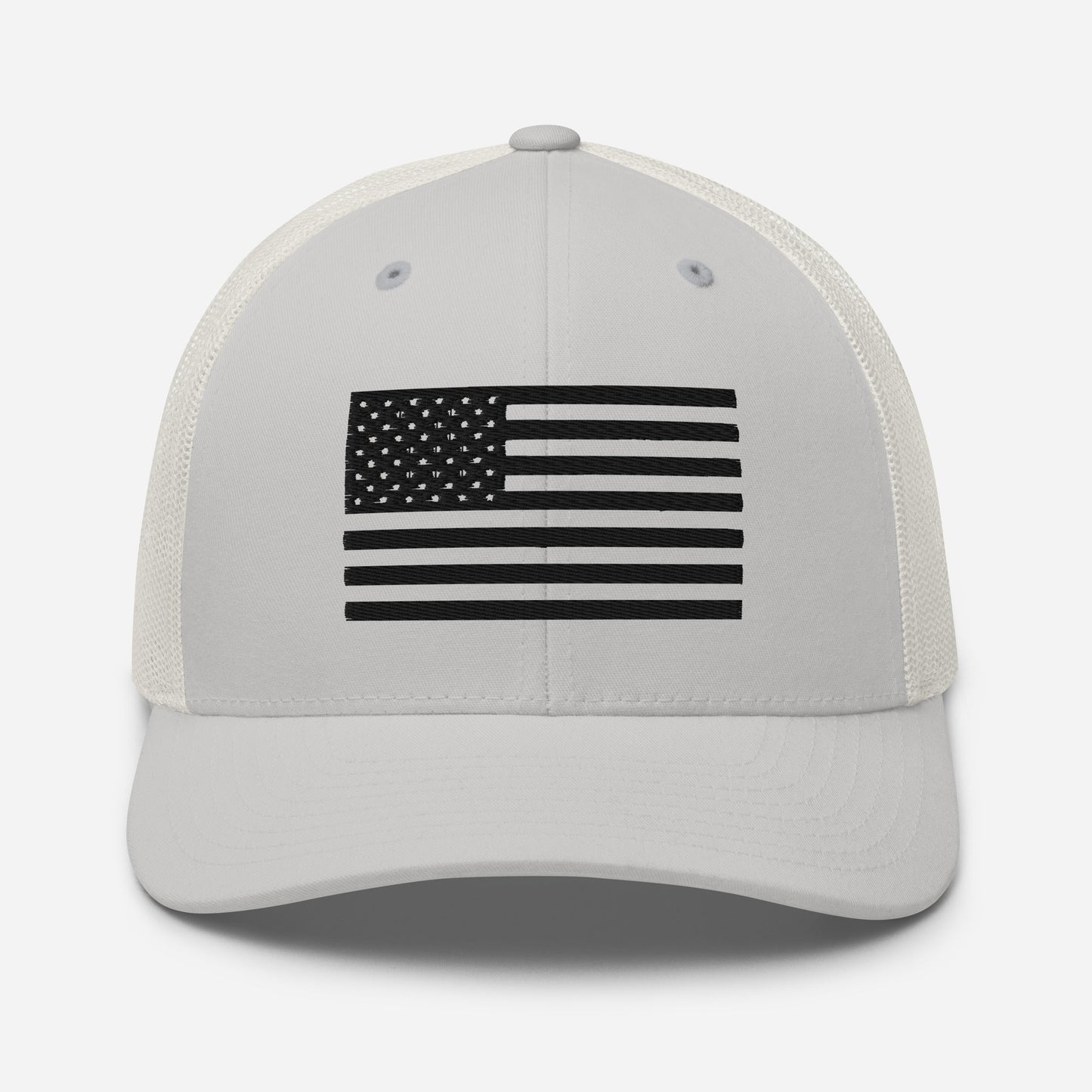 Black & White American Flag Patriotic Snapback Trucker Cap