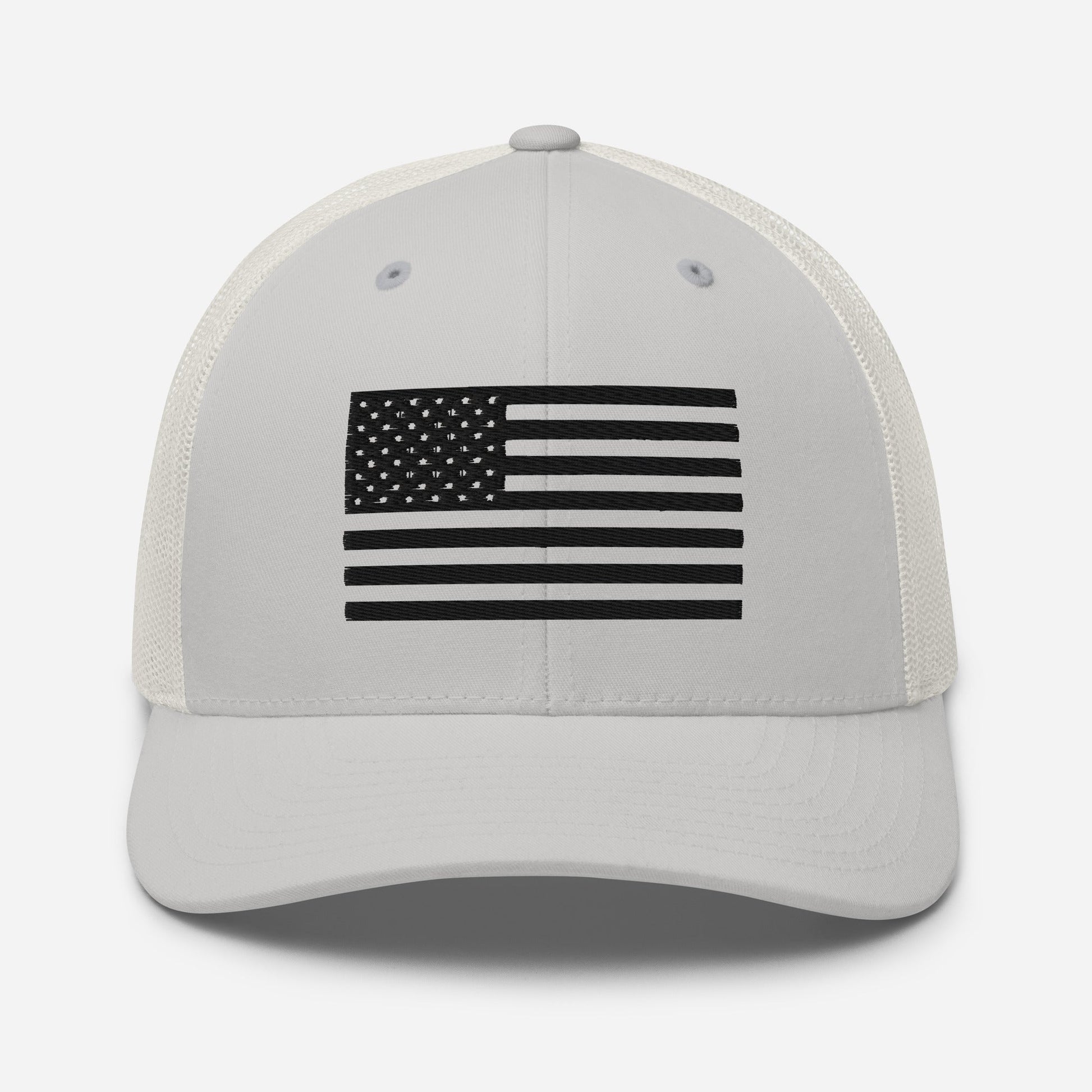 Black & White American Flag Patriotic Snapback Trucker Cap