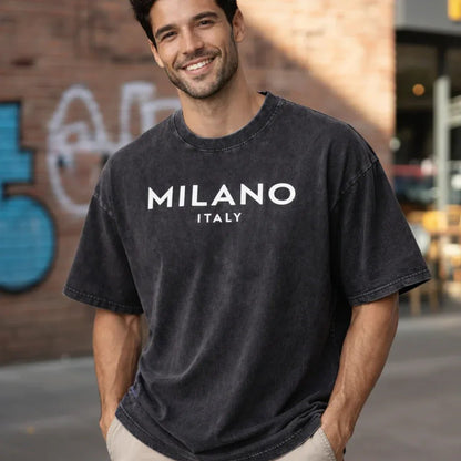 SkullFuryMerch Milano Italy Vintage Oversized Cotton Tee - SKULLFURY MERCH